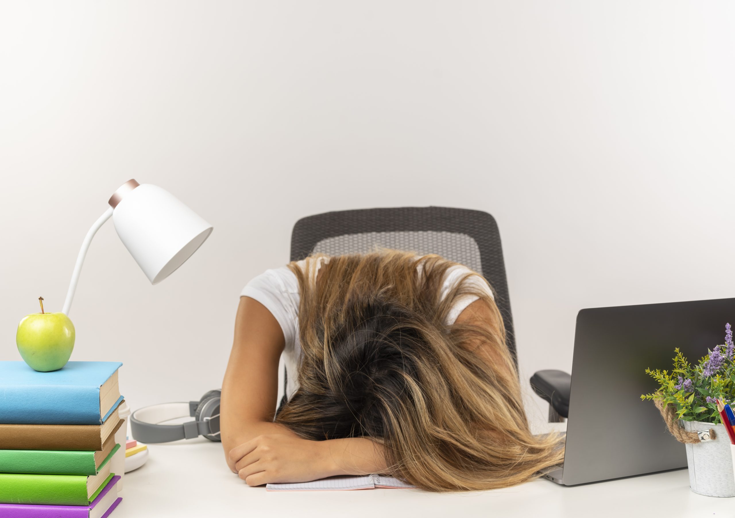 Student maintaining a healthy sleep schedule before exams