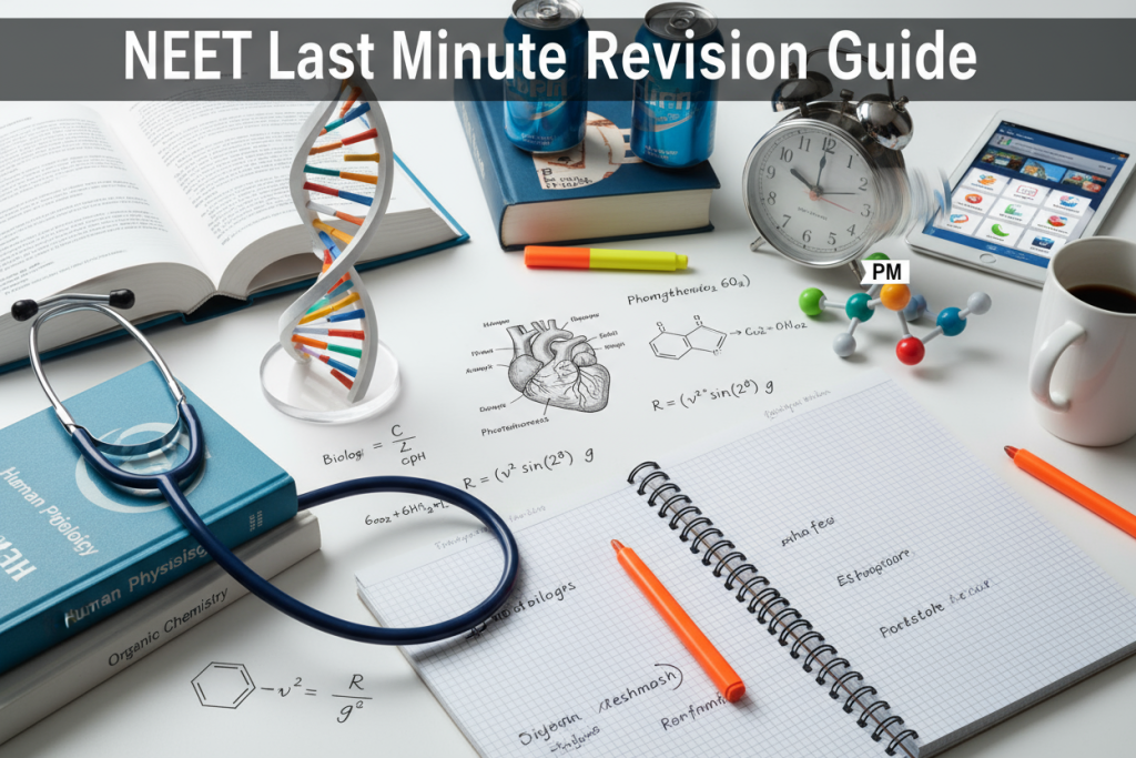 Student preparing with NEET Last-Minute Revision Guide