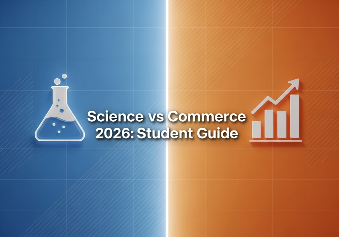 Class 10 students choosing between Science and Commerce stream