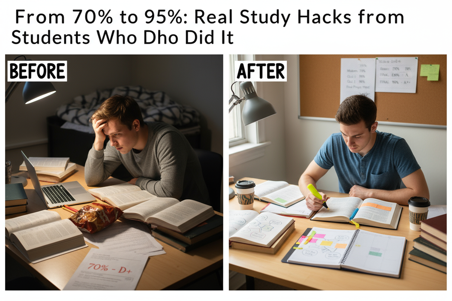 From 70% to 95% Study Hacks – real student success stories and smart learning tips.