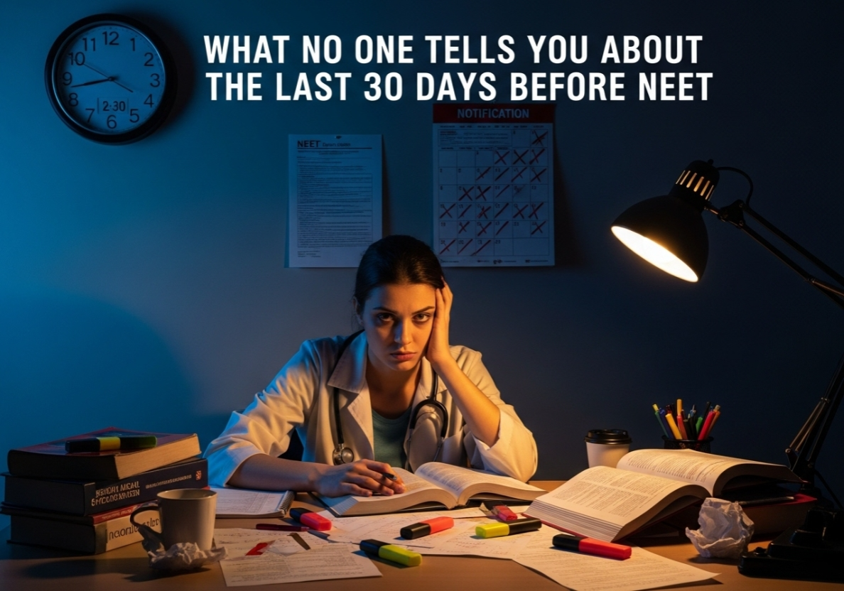 Student studying during the last 30 days before NEET preparation
